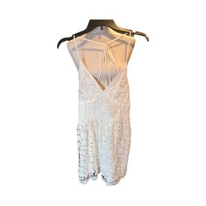 Hollister White crochet lace spaghetti strap party dress floral lined  large
